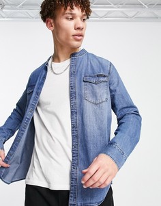 Рубашка с воротником-стойкой Calvin Klein Jeans-Голубой
