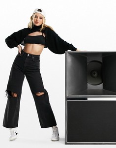Черные джинсы в винтажном стиле с завышенной талией и рваной отделкой ASOS DESIGN-Черный цвет