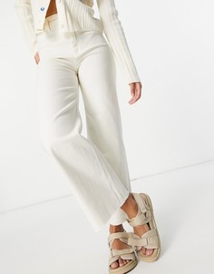 Светло-бежевые укороченные джинсы с широкими штанинами из органического хлопка Stradivarius-Белый