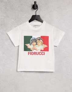Белая свободная футболка с логотипом и двумя ангелами-гонщиками Fiorucci-Белый