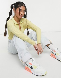 Желтое трикотажное боди с открытым воротом ASOS DESIGN-Желтый