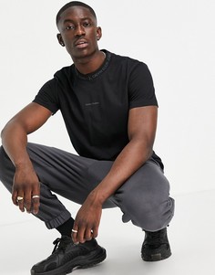 Черная футболка с фирменной тесьмой на шее Calvin Klein Jeans-Черный цвет