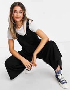 Черный свободный комбинезон с завязками на плечах ASOS DESIGN-Черный цвет