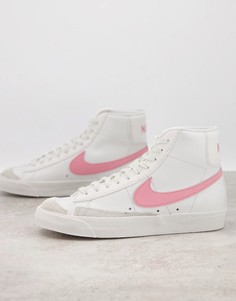 Кроссовки в белом и розовом цвете Nike Blazer Mid 77-Розовый цвет