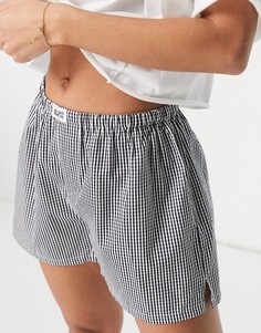 Текстильные хлопковые шорты-боксеры с принтом в мелкую клетку Les Girls Les Boys-Многоцветный