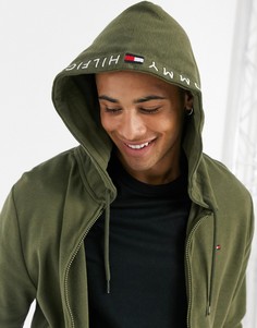 Худи для дома оливкового цвета с логотипом Tommy Hilfiger-Зеленый цвет