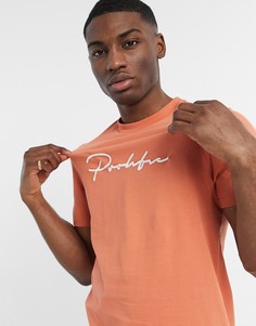 Оранжевая приталенная футболка с принтом "Prolific" River Island-Оранжевый цвет