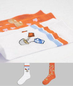 Набор из 2 пар носков до щиколотки с принтом блинчиков ASOS DESIGN-Многоцветный