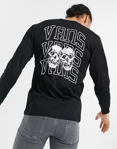 Черный лонгслив с принтом на спине Vans New Varsity-Черный цвет