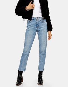 Выбеленные прямые джинсы со строчкой по нижнему краю Topshop-Черный цвет