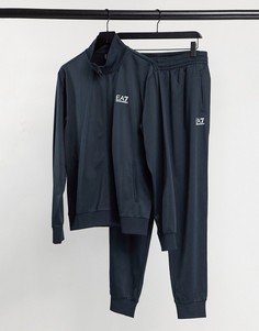 Трикотажный спортивный костюм темно-синего цвета Armani EA7 Core ID-Темно-синий