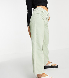 Шалфейно-зеленые свободные вельветовые джинсы в винтажном стиле с завышенной талией ASOS DESIGN Petite-Зеленый цвет