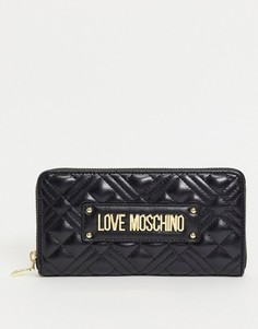 Длинный стеганый кошелек черного цвета Love Moschino-Черный цвет