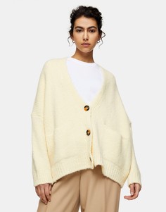 Кремовый трикотажный oversized кардиган Topshop-Белый