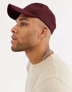Бордовая бейсболка из хлопка ASOS DESIGN-Красный
