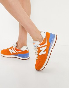 Оранжевые кроссовки New Balance - 574-Оранжевый цвет