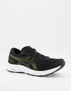 Черные с белым и желтым кроссовки Asics Running Gel Contend 7-Черный цвет