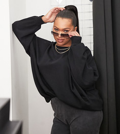 Черный oversized-свитшот с дизайном «кокон» и декоративными швами ASOS DESIGN Curve-Черный цвет