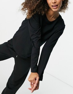 Комбинируемый пижамный трикотажный лонгслив черного цвета ASOS DESIGN-Черный цвет