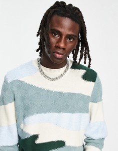Голубой трикотажный джемпер с фактурным абстрактным узором ASOS DESIGN