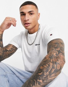 Белая футболка с маленьким рукописным логотипом на груди Champion-Белый