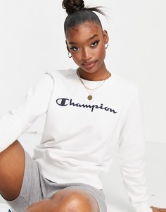 Белый свитшот с большим логотипом Champion