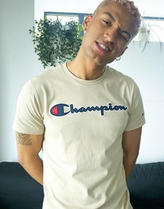 Бежевая футболка с небольшим логотипом Champion-Нейтральный