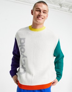 Вязаный жаккардовый джемпер с разноцветными вставками ASOS DESIGN Crayola-Многоцветный