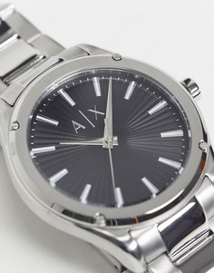 Серебристые часы-браслет с черным циферблатом Armani Exchange Fitz AX2800-Серебристый