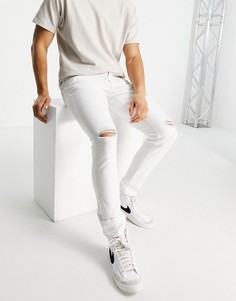 Белые джинсы скинни с рваной отделкой River Island-Белый