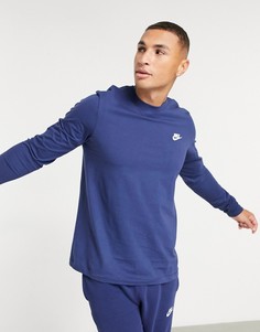 Темно-синий лонгслив Nike Club