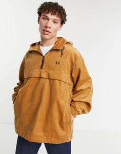 Вельветовая куртка светло-коричневого цвета без застежки Fred Perry-Светло-коричневый