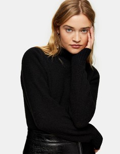 Укороченный вязаный джемпер черного цвета Topshop-Черный