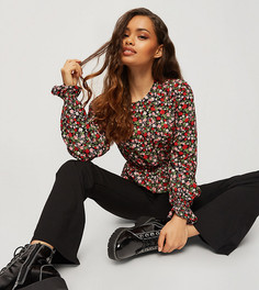 Блузка с цветочным принтом Miss Selfridge Petite-Черный цвет