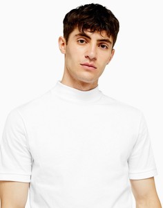 Белая футболка с короткими рукавами и высоким воротником Topman-Белый