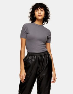 Серая футболка с эффектом кислотной стирки Topshop-Серый