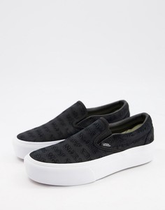 Черные кроссовки на подошве-платформе Vans Classic Slip-On Deboss OTW-Черный цвет