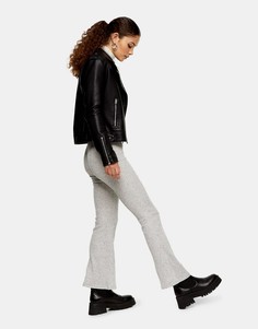 Серые брюки клеш в рубчик Topshop-Коричневый цвет
