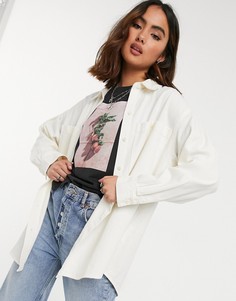 Джинсовая oversized-рубашка цвета экрю из органического хлопка Monki Allison-Кремовый