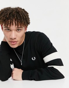 Черный джемпер с круглым вырезом и манжетами Fred Perry