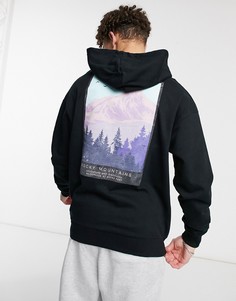 Черный oversized-худи с принтом в виде гор на спине Jack & Jones Originals-Черный цвет