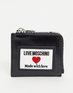 Блестящий парусиновый кошелек черного цвета Love Moschino-Черный цвет