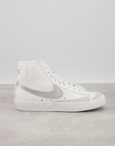 Белые с серебристым кроссовки Nike Blazer Mid 77-Серебристый