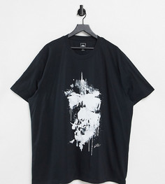 Черная футболка с принтом черепа River Island Big & Tall-Черный цвет