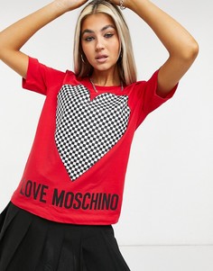 Красная футболка с наклейкой логотипа Love Moschino-Красный