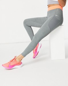 Леггинсы 7/8 серого и цвета манго Nike Pro Training-Серый