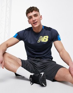 Черная футболка с логотипом New Balance Running-Черный цвет