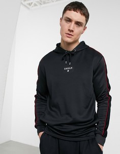 Худи черного цвета с красной окантовкой и воротником на короткой молнии SikSilk-Черный цвет