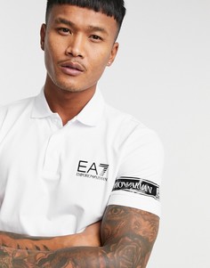 Белая футболка-поло с отделкой тесьмой Armani EA7-Белый
