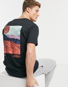 Черная oversized-футболка с принтом с горами на спине Jack & Jones Originals-Черный цвет